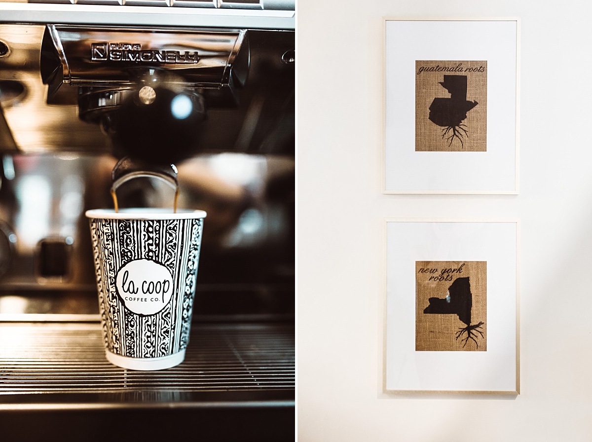 new york and guatamelan roots artwork at la coop coffee