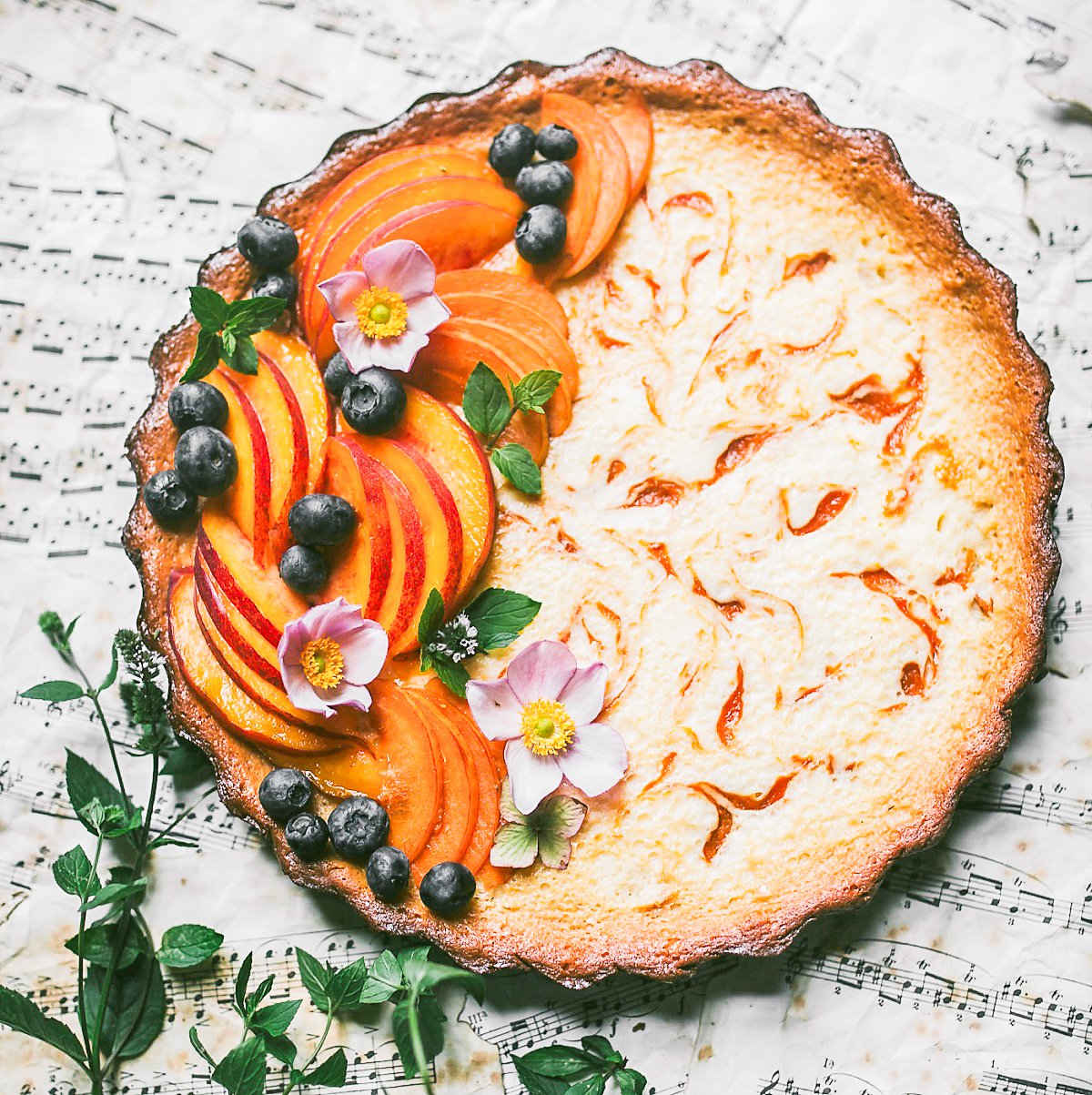 Apricot Cream Tart with Caramel Cookie Crust (An Apricot Preserve Recipe)