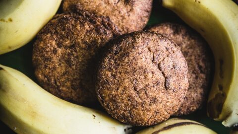 Ugandan Cassava Flour Pancakes interspersed with Kabalagala bananas