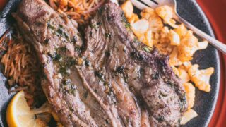 Square image of Lebanese-Mexican lamb chops